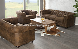 sofá chesterfield em couro marrom