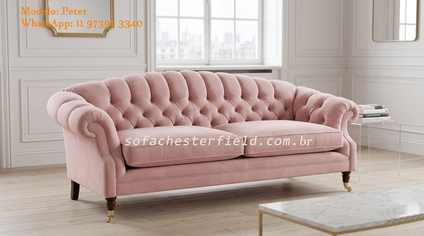 Sofá Chesterfield namoradeira de 2 lugares com acabamento artesanal em capitonê